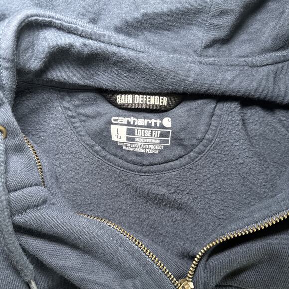 Carhartt Men's Rain Defender Navy Loose Fit Heavyweight Quarter Zip Large Tall - Picture 5 of 5